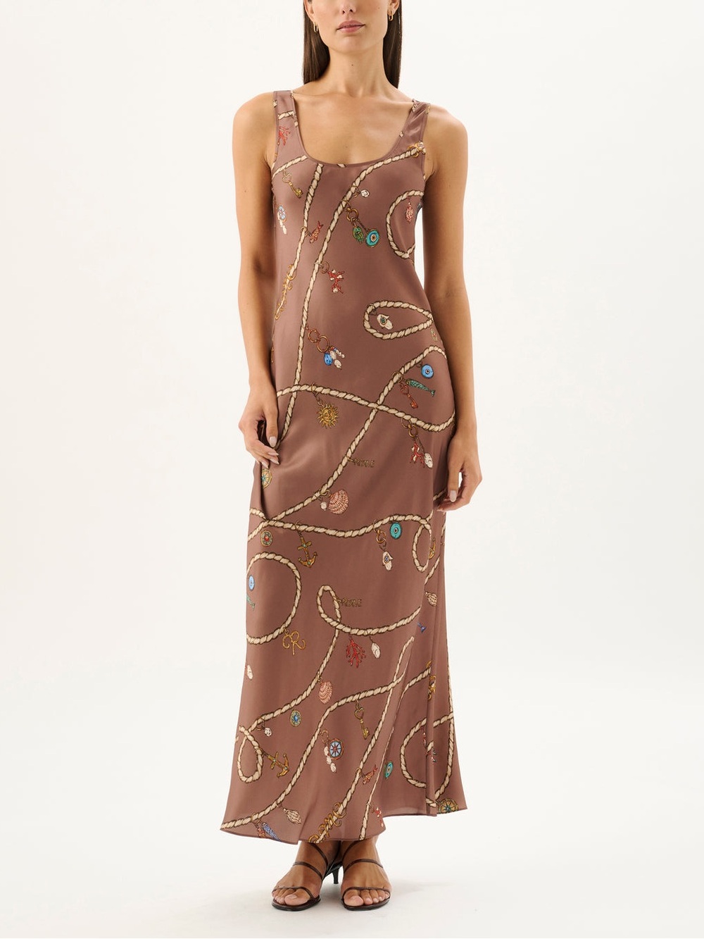 NEW ROAME jimena silk blend slip dress in fortuna size medium